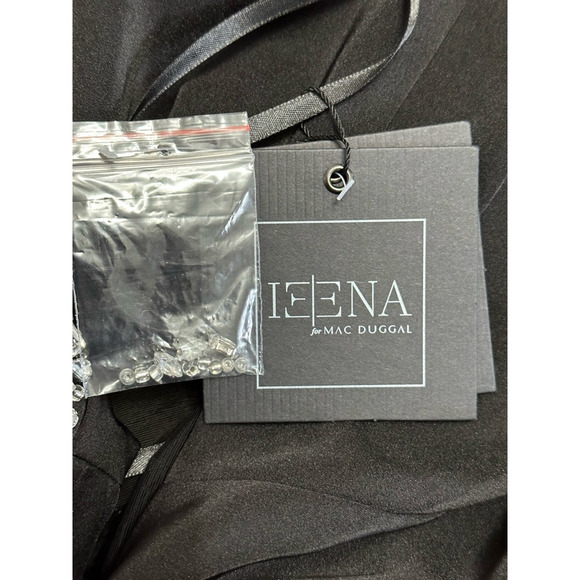 Mac Duggal Maxi Dress Sheath Silhouette Sleeveless Beaded Neck Black W 12 NWT - Picture 9 of 10